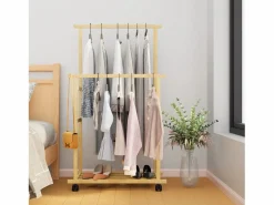 Fativo Burro Para Ropa|Perchero doble - L80 cm H160 cm - Bambú