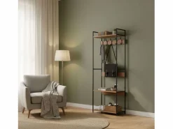 Armario De Entrada|Perchero entrada 5 colgadores 3 estantes roble cambrian/negro 60x175x40 cm