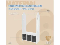 Joyz Burro Para Ropa|Perchero infantil de pie mueble ropero con 3 compartimentos y espejo