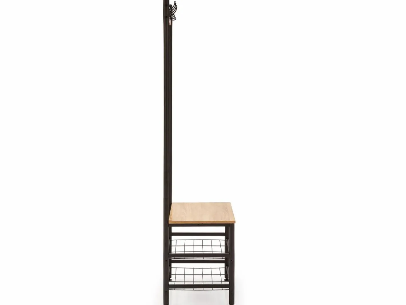 VS Venta-stock Perchero|Perchero Lisa con banco 2 estantes, color roble/negro, 175 cm altura