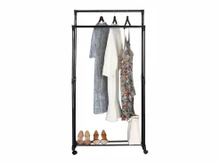 Perchero melamina y metal para recibidor beige 74.5x157x39 cm Negro Outlet