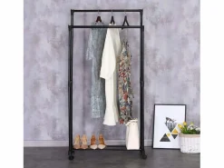 Perchero melamina y metal para recibidor beige 74.5x157x39 cm Negro Outlet