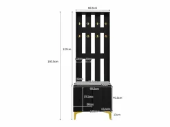 Perchero con banco para zapatos - Puertas onduladas, ganchos dorados y estantes ajustables - Muebles modernos para recibidor^OKWISH New