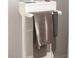 Perchero portátil con almacenaje, diseño multifuncional, MDF y madera maciza, (44x36,5x110 cm) Blanco Sale