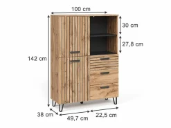 Vicco Perchero roble wotan 100x38x142 amber Color natural oscuro Online
