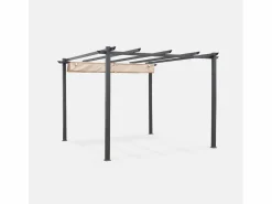 Sweeek Pérgola|Pergola, aluminio, 3x3m, tela deslizante