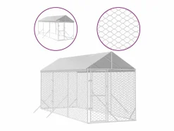 Perrera de exterior con toldo acero galvanizado plata 2x6x2,5 m^Clicnbuy Hot