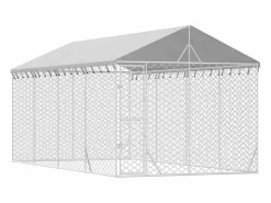 Clicnbuy Seguridad Para Mascotas|Perrera de exterior con toldo acero galvanizado plata 3x6x2,5 m