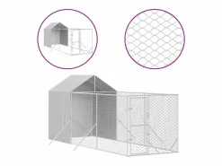 Perrera de exterior con toldo acero galvanizado plata 2x6x2,5 m^Clicnbuy Outlet