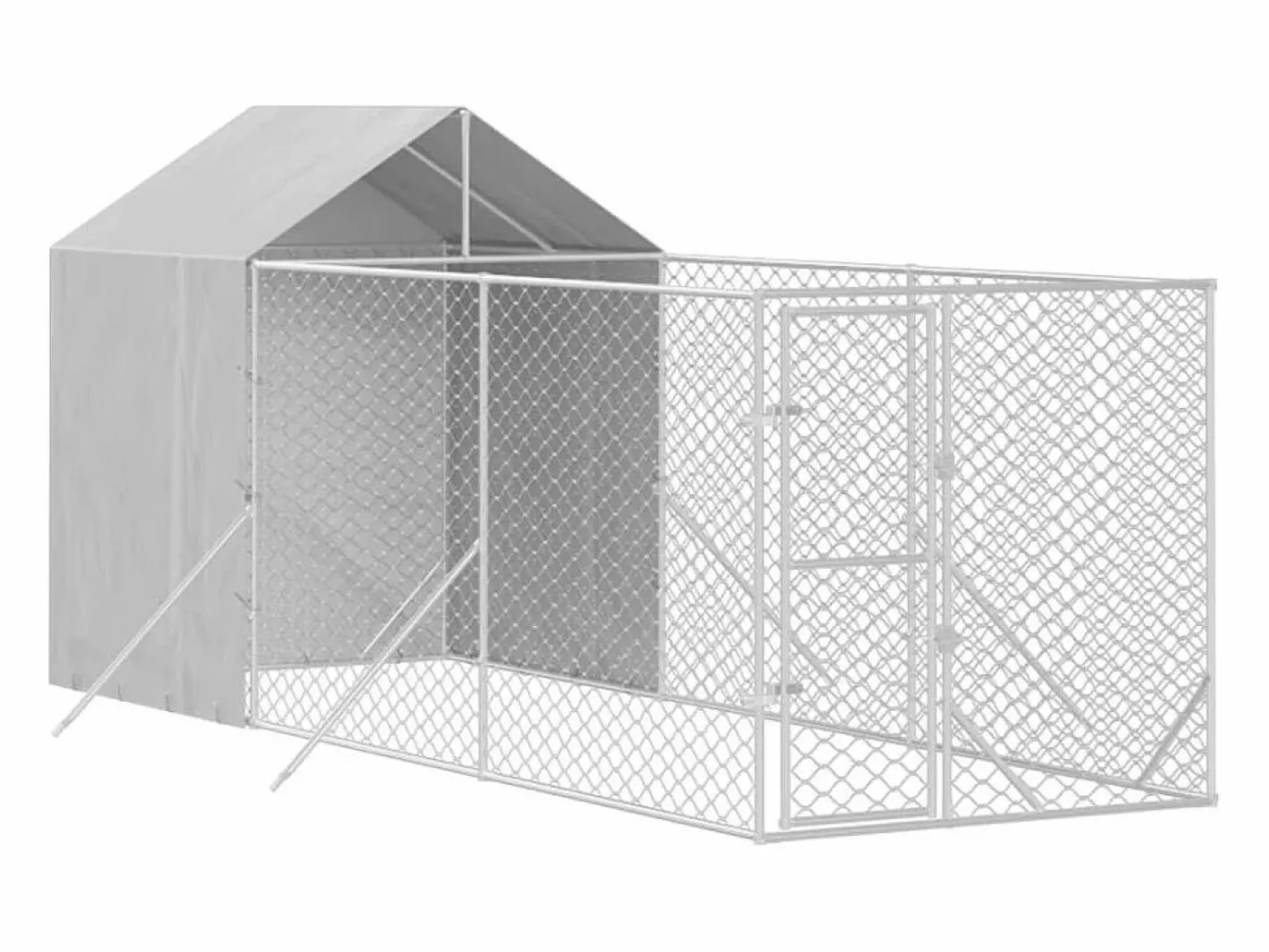 Perrera de exterior con toldo acero galvanizado plata 2x6x2,5 m^Clicnbuy Outlet