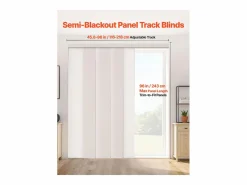 Persiana de Paneles SucceBuy con Riel Extensible, 116-218 cm de Ancho, Panel Japonés Vertical Ajustable hasta 243 cm de Altura, Marrón Claro Beige Online