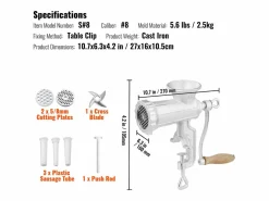 Materiales Y Utensilios De Cocina|Picadora De Carne Manual SucceBuy, De Hierro Fundido Resistente Con Abrazadera De Mesa De Acero