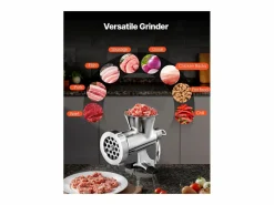 Picadora de Carne SucceBuy Manual en Acero Inoxidable 304, Picadora Manual de Manivela con Abrazadera de Mesa, Embutidora de Salchichas con 2 Placas de Molienda Plateado