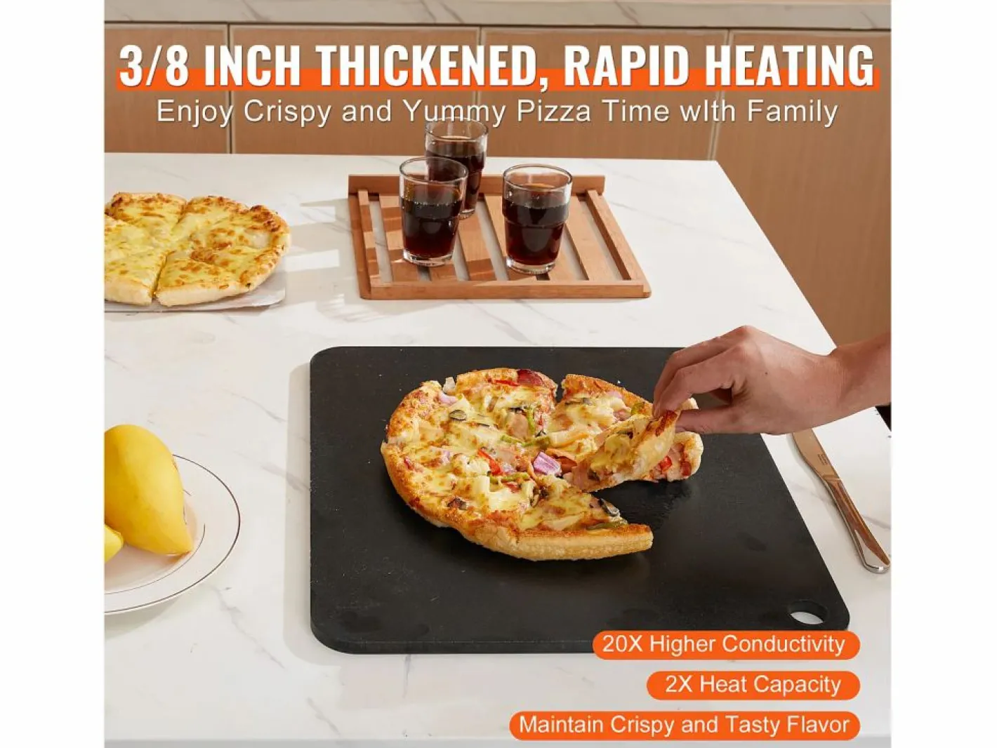 Materiales Y Utensilios De Cocina|Piedra para Pizza SucceBuy, Precurada, 40,6 × 36,8 × 1 cm