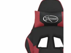 piezas Silla gaming de masaje cuero sintético negro y vino tinto^Clicnbuy