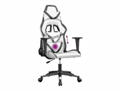 piezas Silla gaming de masaje cuero sintético blanco y^Clicnbuy Outlet