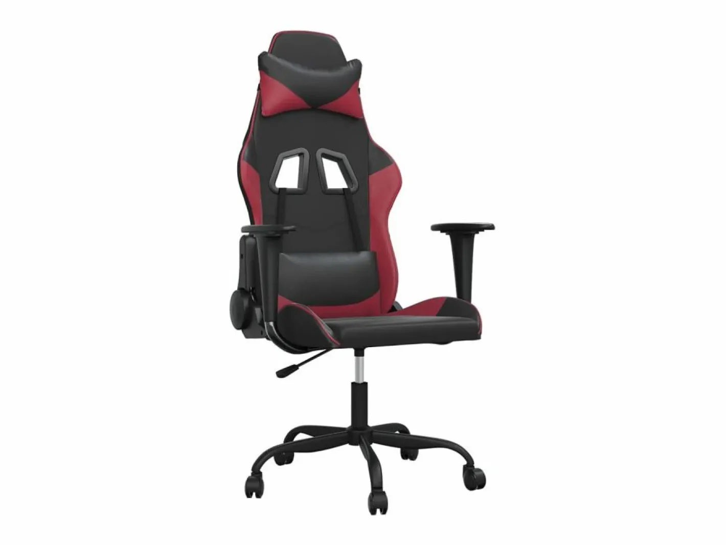Clicnbuy piezas Silla gaming de masaje cuero sintético negro y vino tinto Rojo