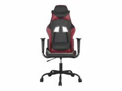 Clicnbuy piezas Silla gaming de masaje cuero sintético negro y vino tinto Rojo