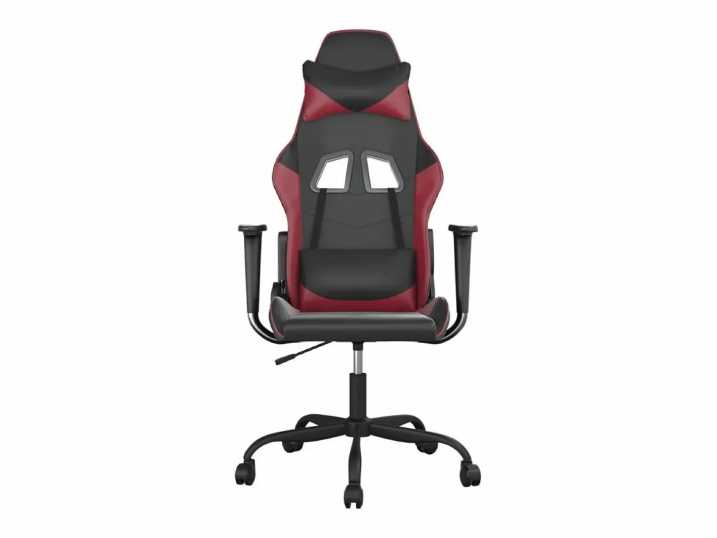 Clicnbuy piezas Silla gaming de masaje cuero sintético negro y vino tinto Rojo