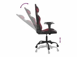 Clicnbuy piezas Silla gaming de masaje cuero sintético negro y vino tinto Rojo
