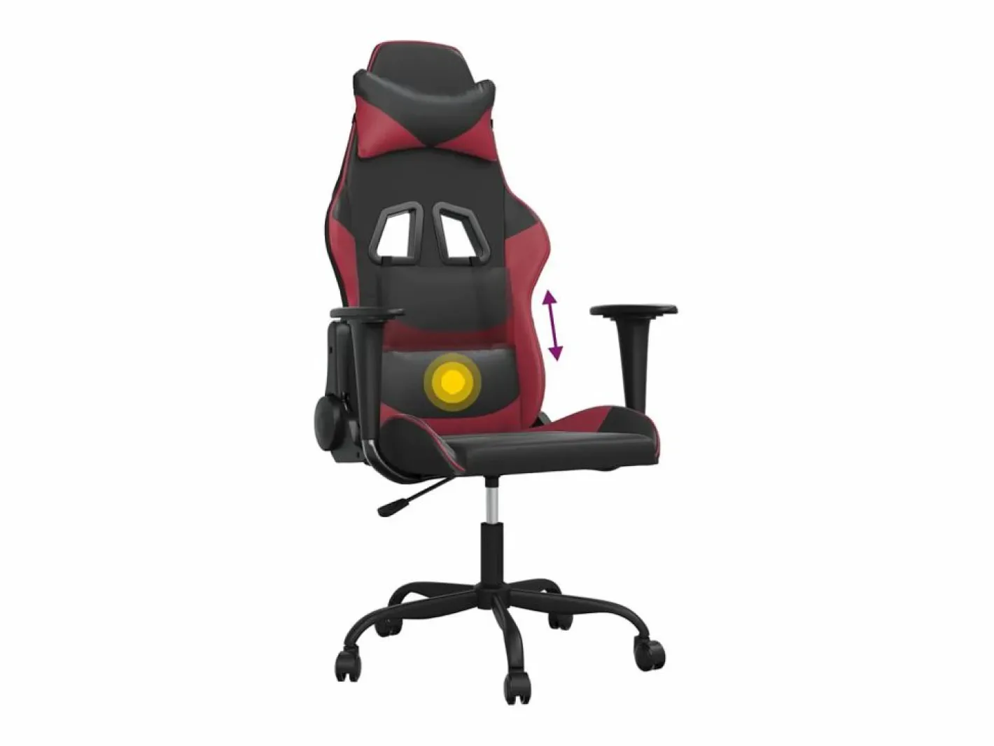 Clicnbuy piezas Silla gaming de masaje cuero sintético negro y vino tinto Rojo