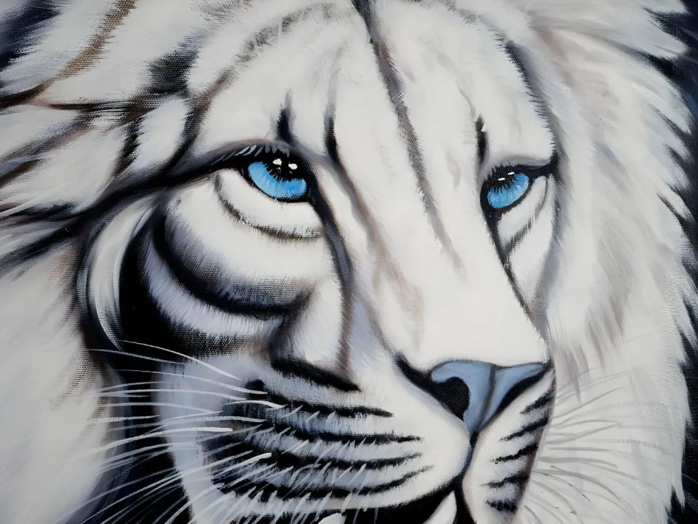 Pintura al óleo León blanco pintado a mano^MCW Sale