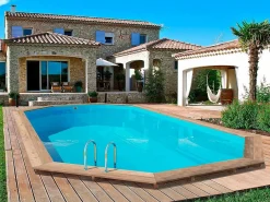 Piscina de madera " Palma " - 7,57 x 4,07 x 1,31 m + Bomba de calor 6,1 kW^Habitat et jardin Online