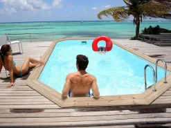 Habitat et jardin Piscina de madera "Cordoue" - 3.48 x 2.15 x 1.18 m Marru00f3n Clearance
