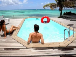 Piscina de madera "Córdoba" - 3,48 x 2,15 x 1,18 m + minibomba de calor de 3,5kW - Metal - Gris^Habitat et jardin Hot