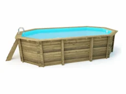 Habitat et jardin Piscina De Madera|Piscina de madera "Florida 145" - 6,57 x 4,57 x 1,45 m + cubierta de burbujas de 180 µ + cubierta de invierno de 280 gr/m².