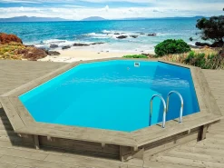 Piscina de madera "Florida 145" - 6,57 x 4,57 x 1,44 m + bomba de calor inverter "PowerLine by Hayward" 6 kw/h - Negro^Habitat et jardin Best