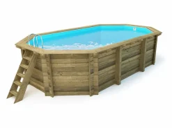 Piscina de madera "Havana" 7.57 x 4.07 x 1.44 m - Cubierta burbujas 180 µ - Cubierta de invierno 280 g/m²^Habitat et jardin Outlet