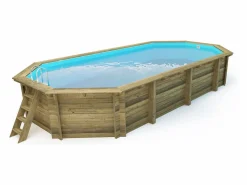 Habitat et jardin Piscina De Madera|Piscina de madera "Ibiza" - 8.57 x 4.57 x 1.31 m - Cubierta burbuja 180 µ - Cubierta de invierno 280 g/m2