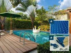 Habitat et jardin Piscina De Madera|Piscina de madera rectangular"Panamá" - 6,20 x 4,10 x 1,45 m + cubierta de burbujas de 180 µ - cubierta de invierno de 280 g/m²