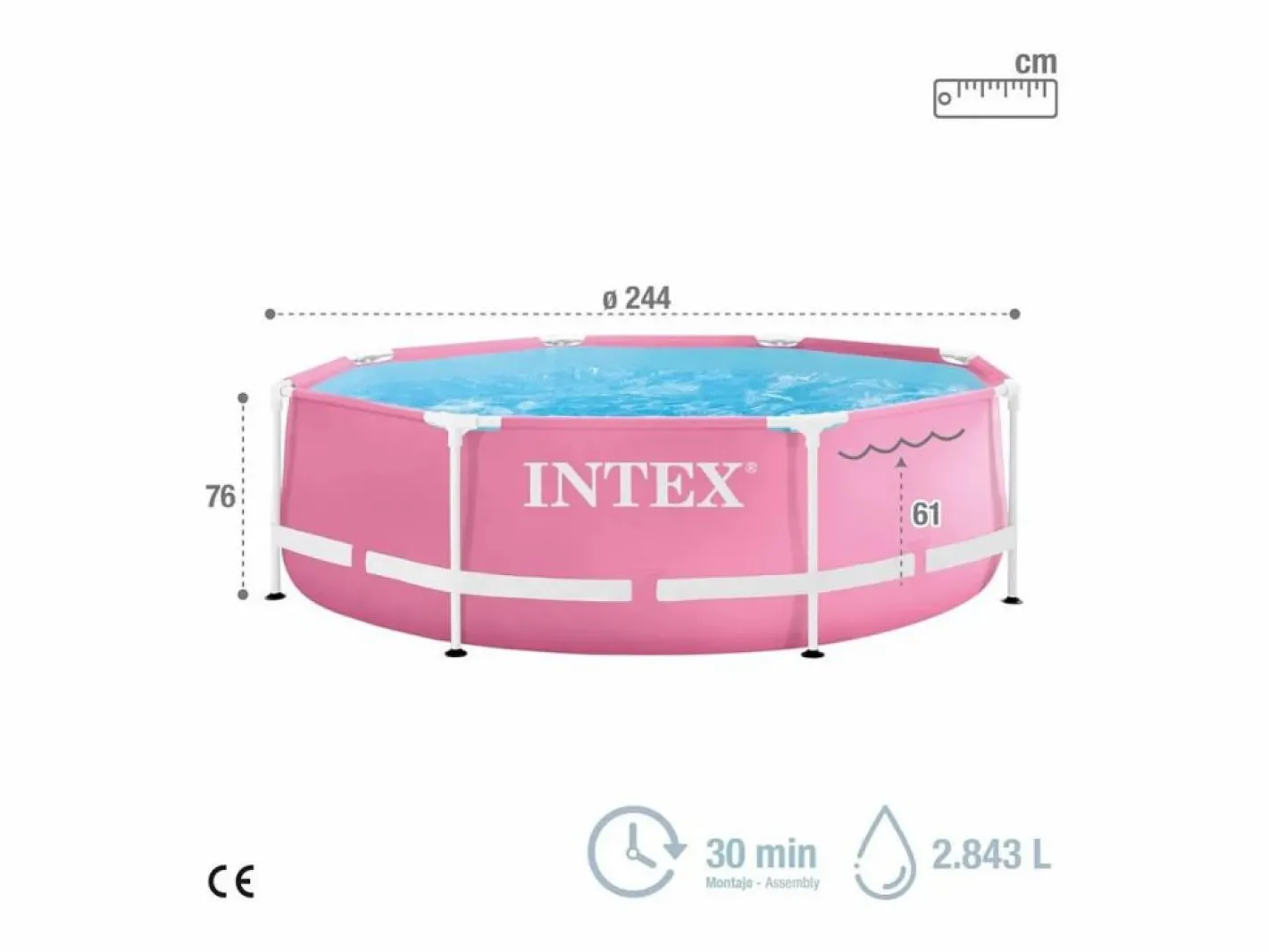 Piscina desmontable Metal Frame 2843L Ø244x76 cm^Intex New