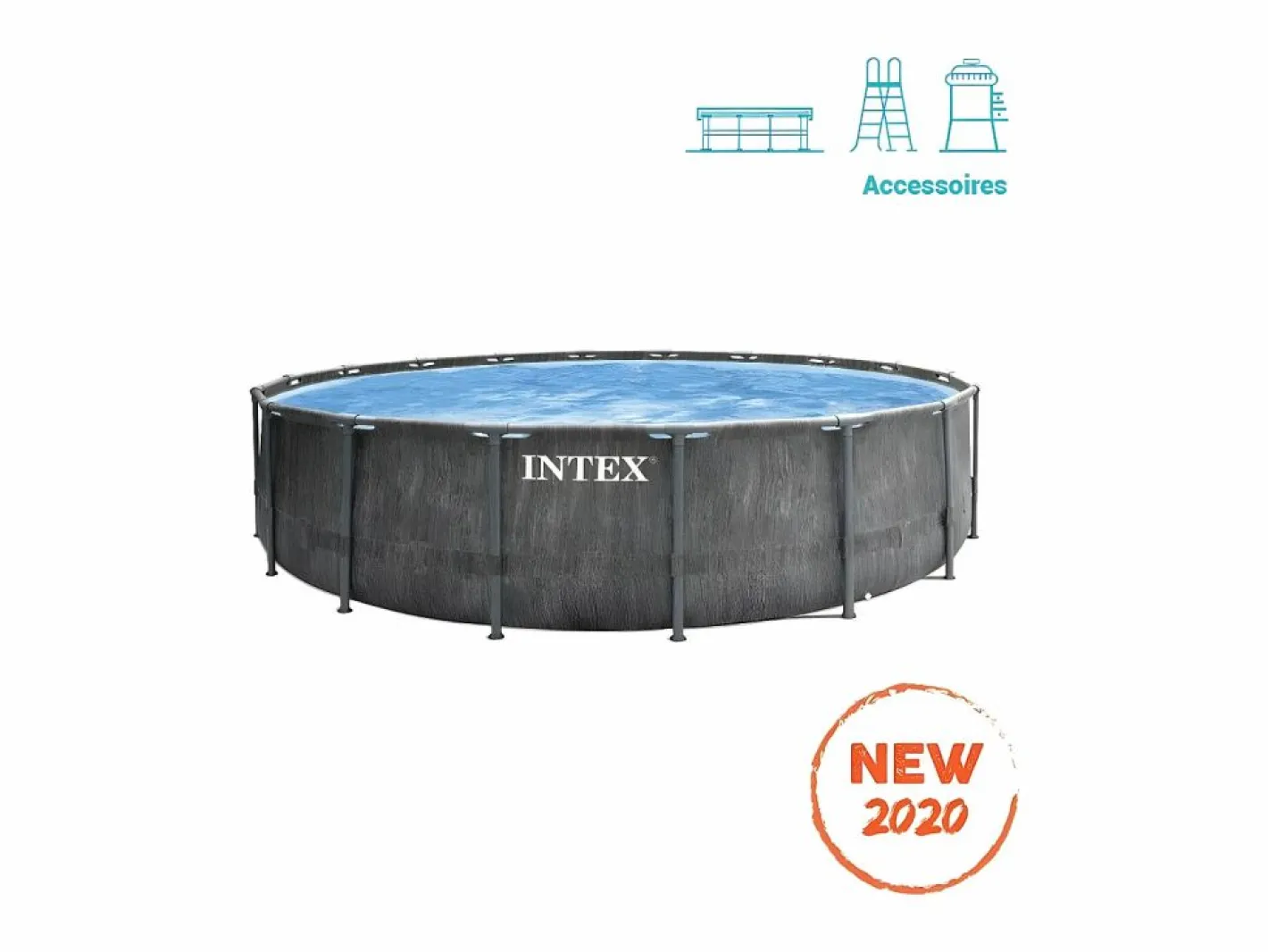 Intex Piscina desmontable Prism Frame Greywood 24311L con depuradora Ø549x122 cm Gris Clearance