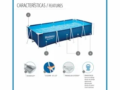 Bestway Piscina Desmontable Rectangular Steel Pro 400x211x81 cm con Depuradora de Cartucho de 1.249 l/h Color Azul Clearance