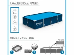 Bestway Piscina Desmontable Rectangular Steel Pro 400x211x81 cm con Depuradora de Cartucho de 1.249 l/h Color Azul Clearance