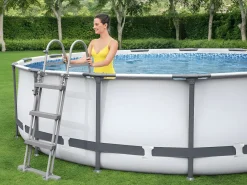 Bestway Piscina Desmontable Tubular Steel Pro Max 366x100 cm con Depuradora Cartucho 2.006 L/H y Escalera Blanco Clearance