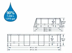 Bestway Piscina Tubular|Piscina Desmontable Tubular Power Steel Oval Diseño Ratán 427x250x100 cm con Depuradora Cartucho 2.006 L/H