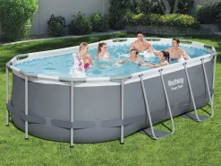 Bestway Piscina Tubular|Piscina Desmontable Tubular Power Steel Oval 427x250x100 cm con Depuradora Cartucho 2.006 L/H