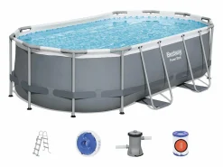 Bestway Piscina Tubular|Piscina Desmontable Tubular Power Steel Oval 427x250x100 cm con Depuradora Cartucho 2.006 L/H