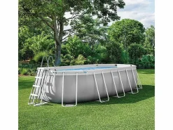 Intex Piscina Tubular|Piscina elevada ovalada 503x274x122cm con bomba, escalera y accesorios