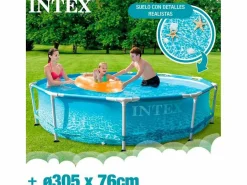 Intex Piscina Elevada Redonda Fondo Marino 28208 Beachside Metal Frame 305x76cm Multicolor Best