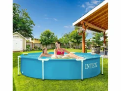 Intex Piscina Tubular|Piscina familiar niños con estructura metálica sobre suelo