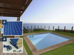 Piscina rectangular de madera "Zanzibar" - 3,50 x 2,30 x 1,24 m - cubierta de burbujas de 180 µ - cubierta de invierno de 280 g/m².^Habitat et jardin Clearance