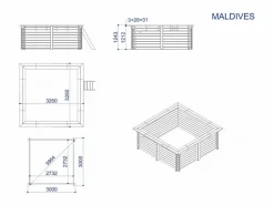 Habitat et jardin Piscina rectangular de madera "Maldives" - 3,20 x 3,20 x 1,24 m + bomba de calor 3,5 kw/h - Hayward - "Micro" - Negro Marru00f3n Sale