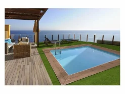 Habitat et jardin Piscina rectangular de madera "Caimans" - 4,10 x 3,00 x 1,24 m + Mini bomba de calor 3,5kW - Metal - Gris Marru00f3n Online