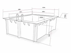 Habitat et jardin Piscina rectangular de madera "Caimans" - 4,10 x 3,00 x 1,24 m + Mini bomba de calor 3,5kW - Metal - Gris Marru00f3n Online