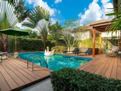 Habitat et jardin Piscina rectangular de madera "Panamá" - 6,20 x 4,10 x 1,45 m + Bomba de calor - Potencia 6,1 kW Marru00f3n New